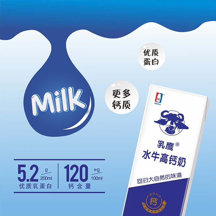 乳鹰水牛高钙奶200mL*10盒2箱装儿童学生高钙早餐水牛奶