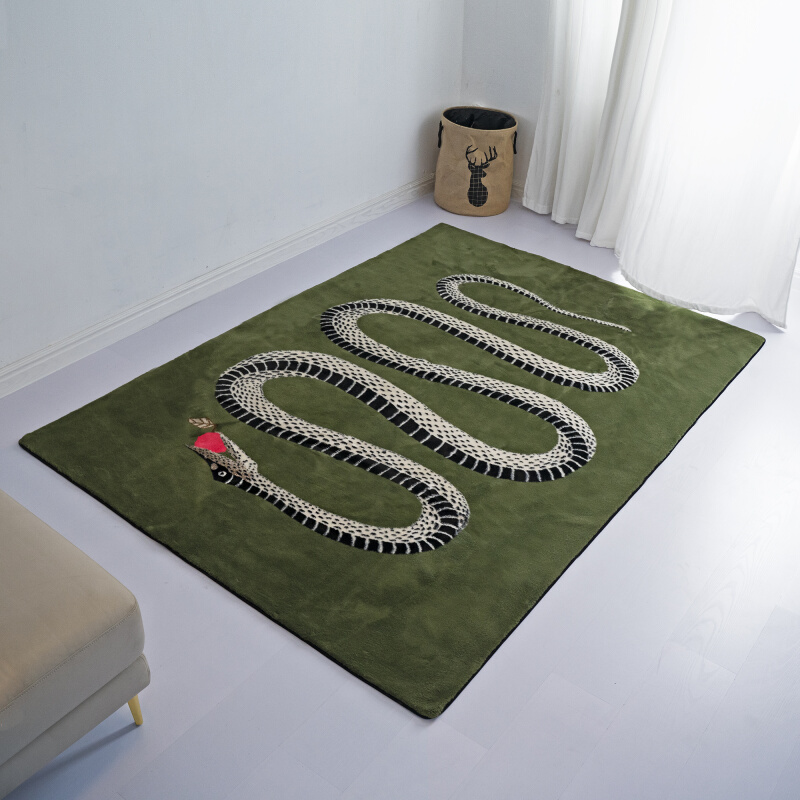 韩国潮流设计蛇果客厅茶几垫卧室床边防滑仿毛皮草地毯瑜伽爬行垫