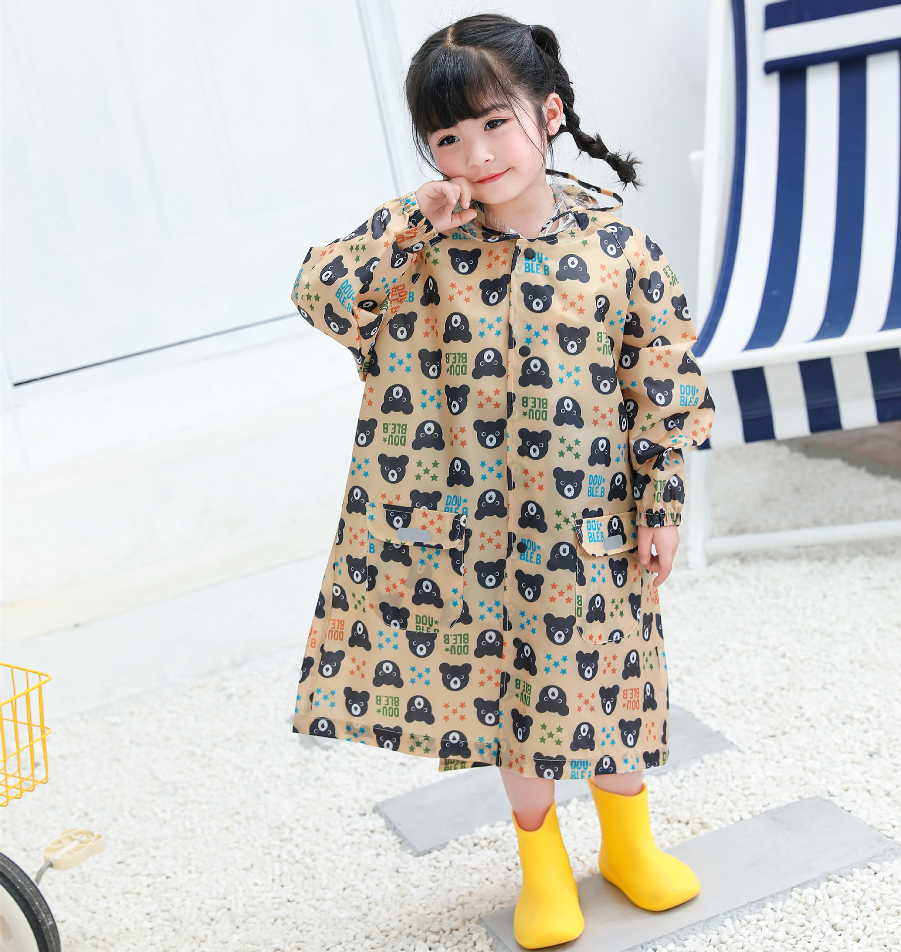 日本单轻薄速干成人款雨衣可配亲子户外徒步长款拉链大帽檐雨披