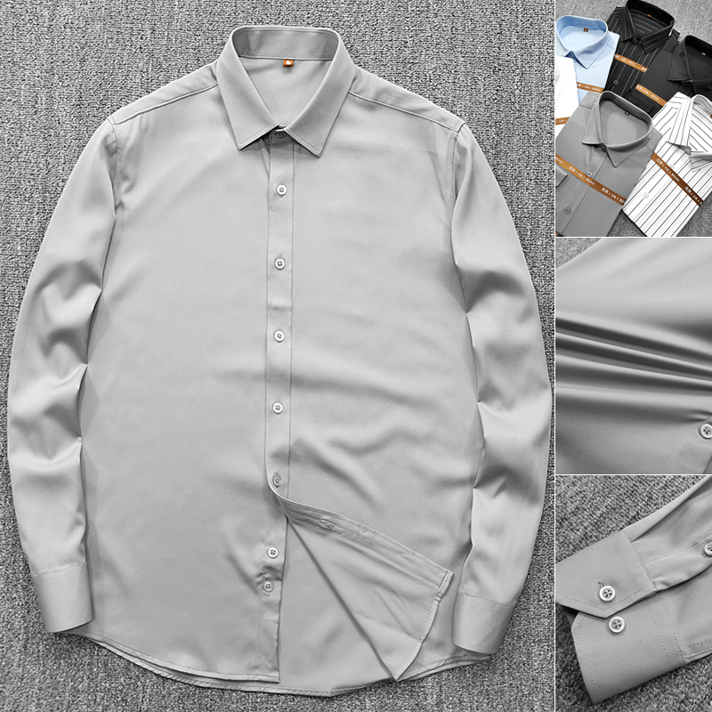 ODM公司订单 弹力抗皱塑形舒适秋季男士商务休闲长袖衬衫百搭衬衣