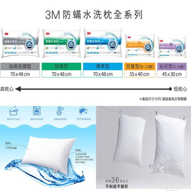 台湾代购3M防螨透气水洗烘干细纤维单颗枕头高低成人童45*30枕芯