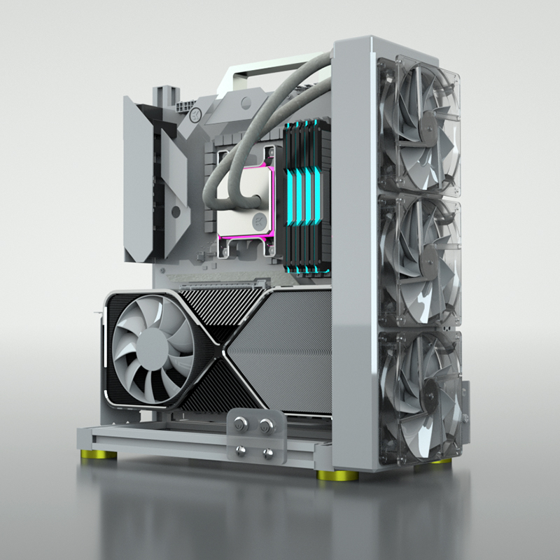 布克斯 开放机箱 MATX电脑铝合金机箱架 个性创意ITX台式机水冷箱