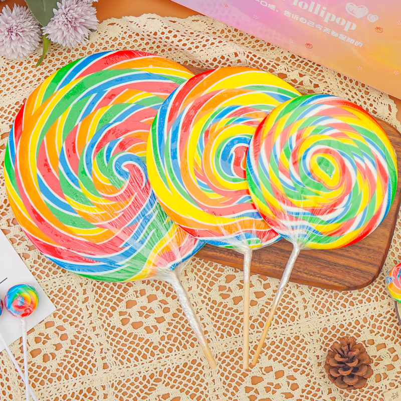 超大创意彩虹棒棒糖高颜值日式水果味波板糖网红儿童节日糖果礼物