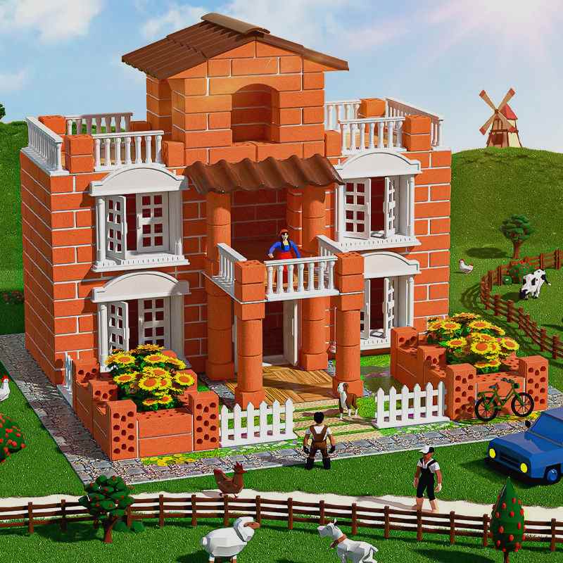 小小泥瓦匠儿童盖房子砌墙玩具屋男孩手工造diy砖头水泥拼装模型