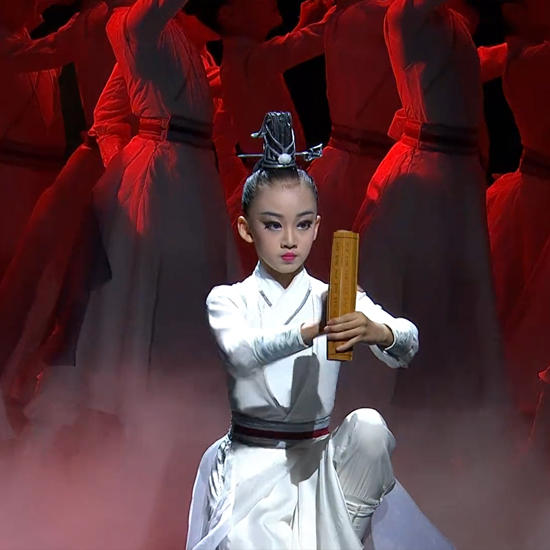 正品壮志儿童少年行国学服中国说少年志水墨朗诵表演服汉服古典舞