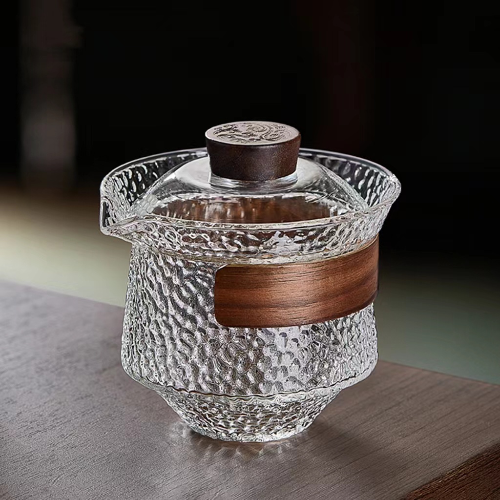 耐热玻璃不烫手盖碗 单个防烫茶碗家用日式三才盖碗 功夫茶碗茶具