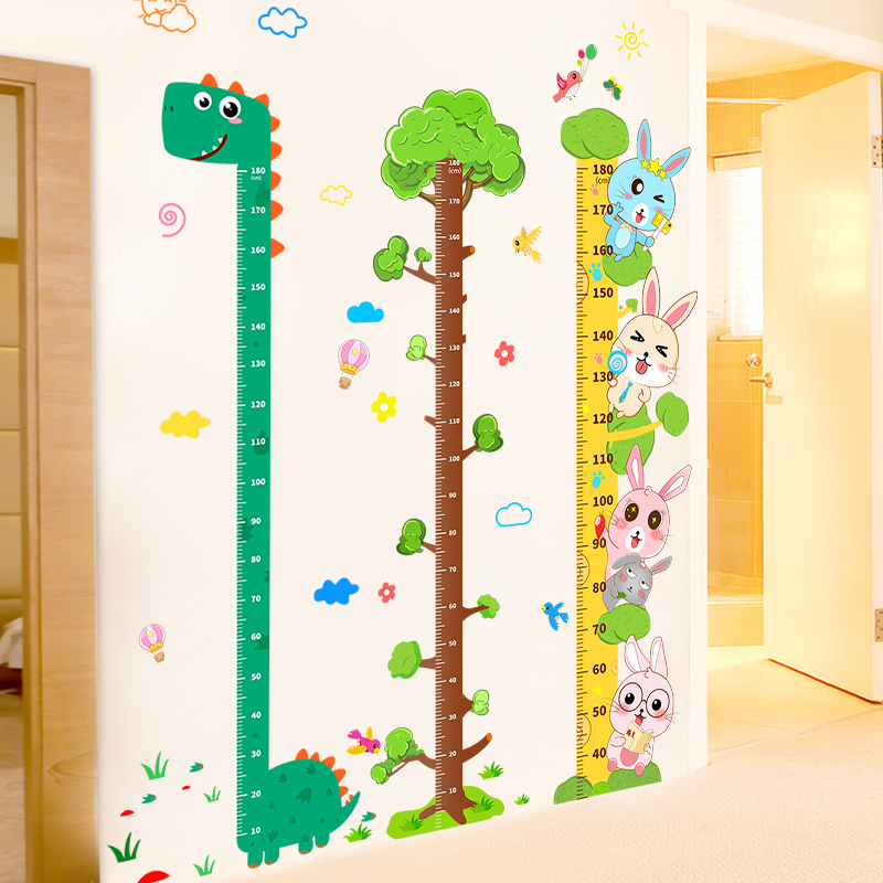 卡通宝宝身高贴墙贴纸测量身高尺可移除身高小孩儿童贴纸房间装饰
