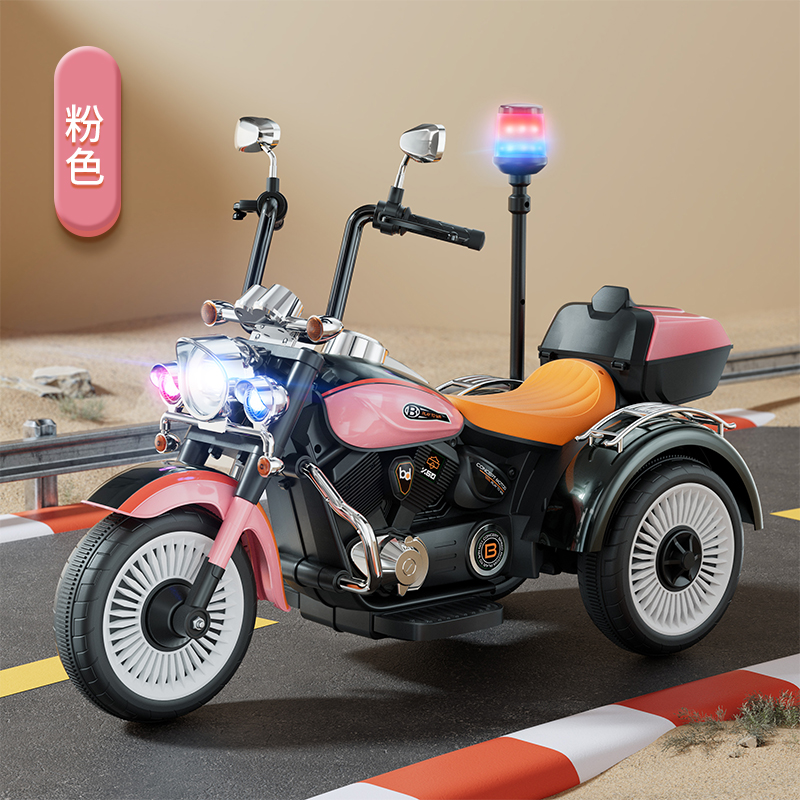 新款警车贝多奇儿童电动机车可坐小孩男女宝宝电动车充电摩托车