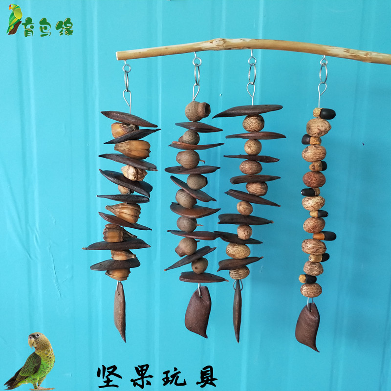 鹦鹉鸟玩具天然果实木芒果无染色杨桃果 小串坚果豆角啃咬玩具