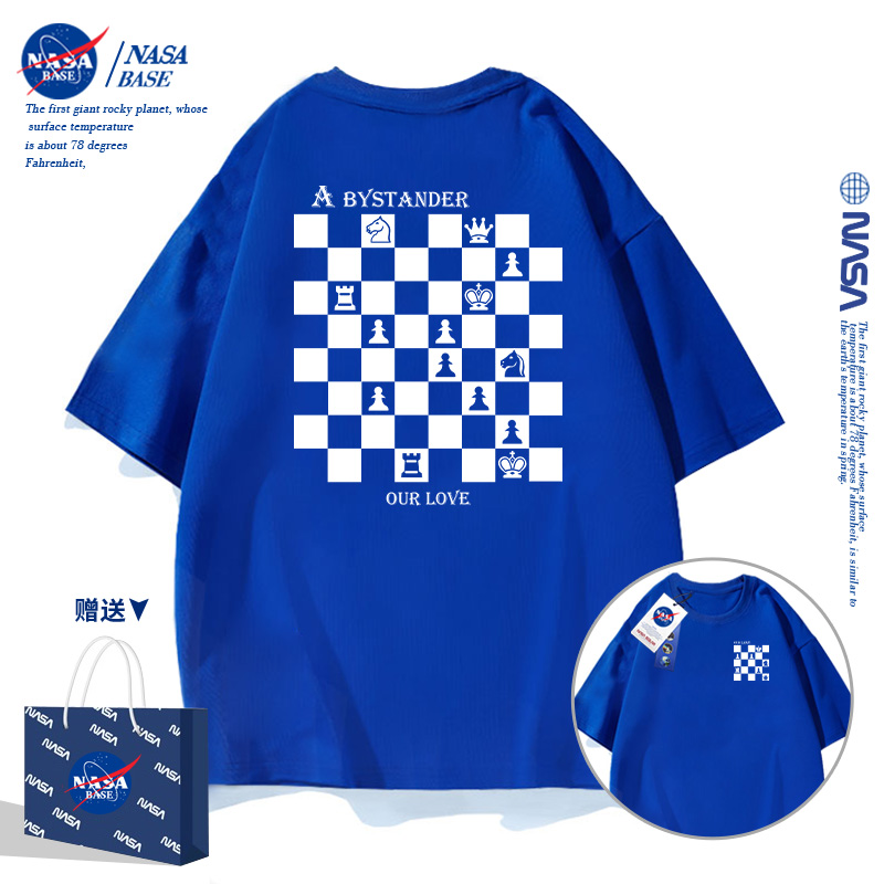 NASA联名t恤男童纯棉宽松短袖2024新款夏装中大童潮酷夏季儿童装