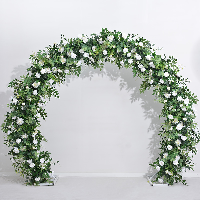 新款绿植玫瑰圆形拱门花艺西式婚礼布置教堂草坪婚礼装饰仿真花