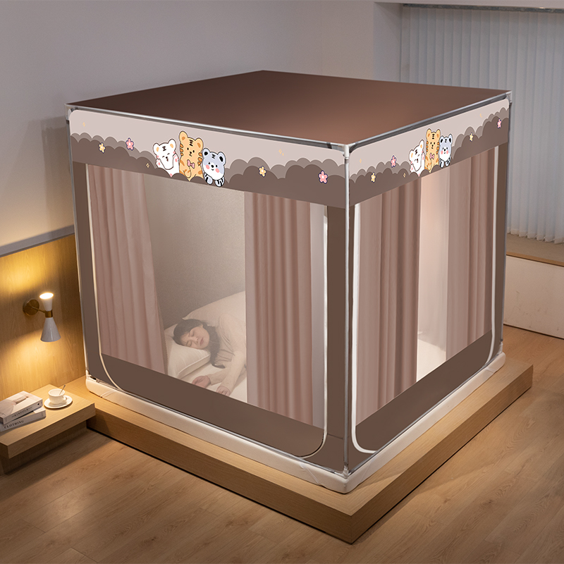 新品新款蚊帐防摔儿童家用卧室加粗加厚1.5米防尘顶遮光床幔1.8米