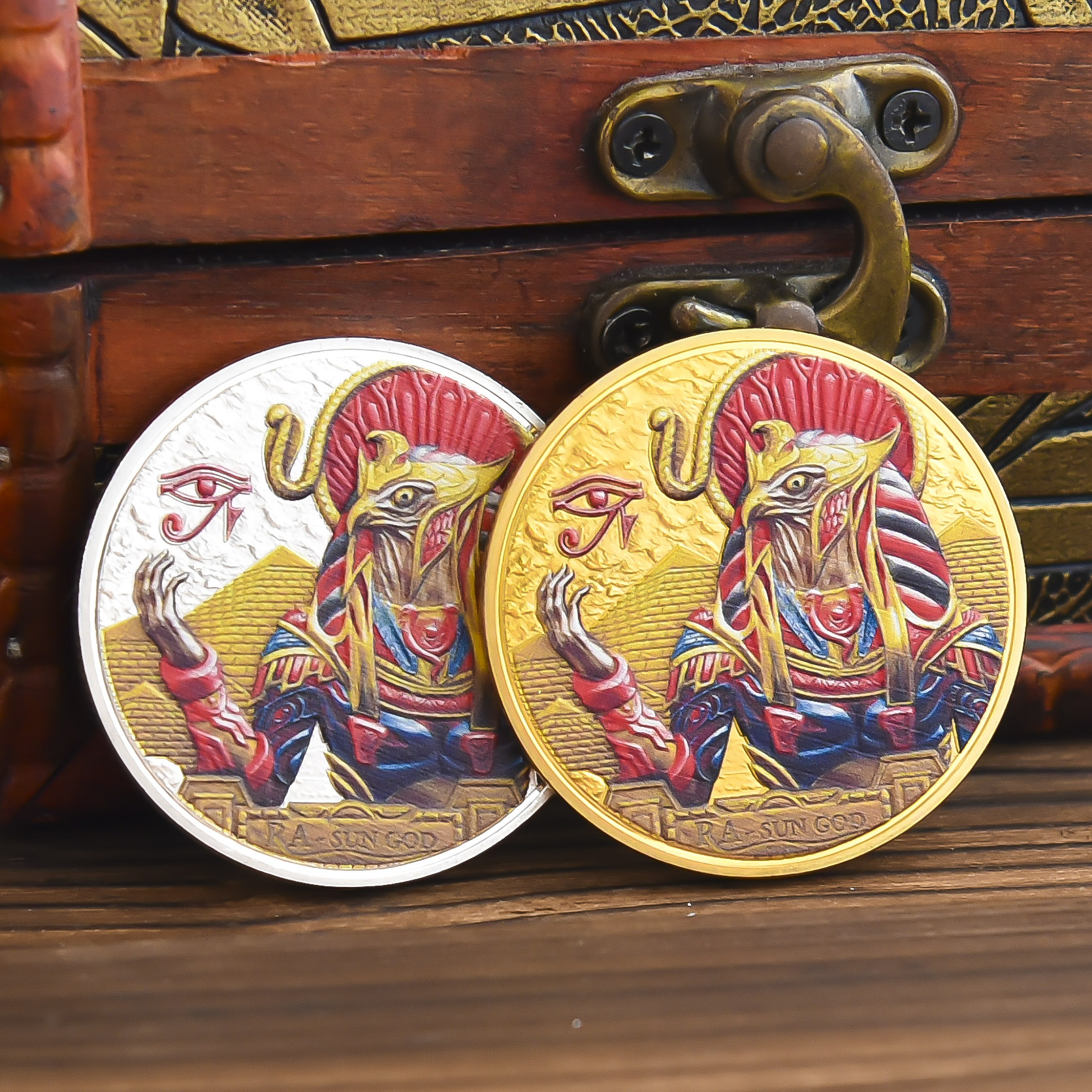 世界古文明金银币埃及太阳神鹰神荷鲁斯幸运币守护旅游外贸硬币