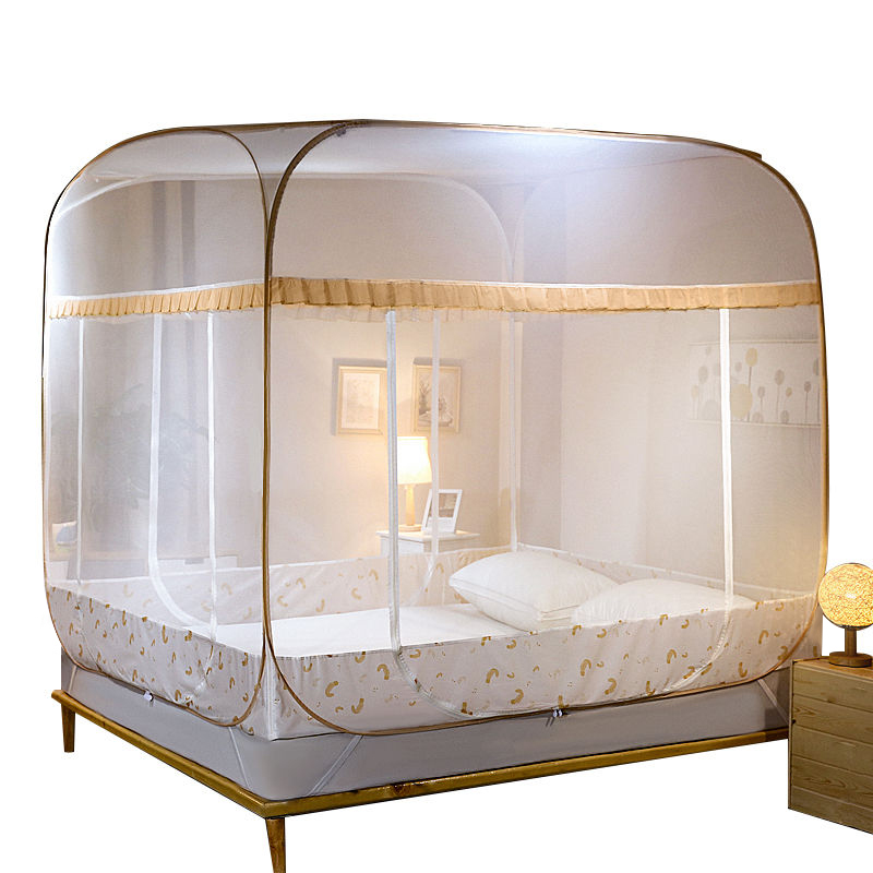 免安装蚊帐可折叠蒙古包家用防摔儿童拉链加密卧室1.51.8米床全底