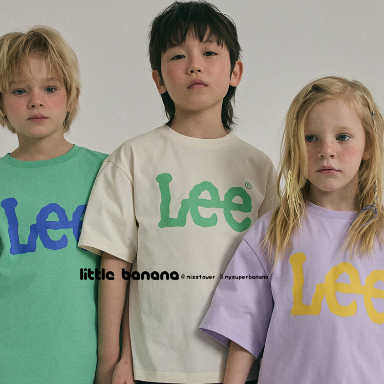 纯尾 韩国童装男女童儿童夏季新款短袖圆领套头字母休闲T恤上衣
