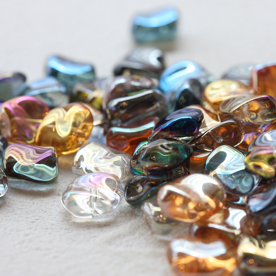 桔点手工国产水晶玻璃珠 直孔 异形 方珠 11mm DIY材料配件(G344)