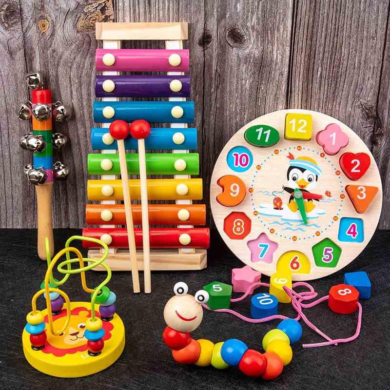 早益智力木婴幼儿积童动物木立制玩具绕木教珠木琴幼教乐器六一儿