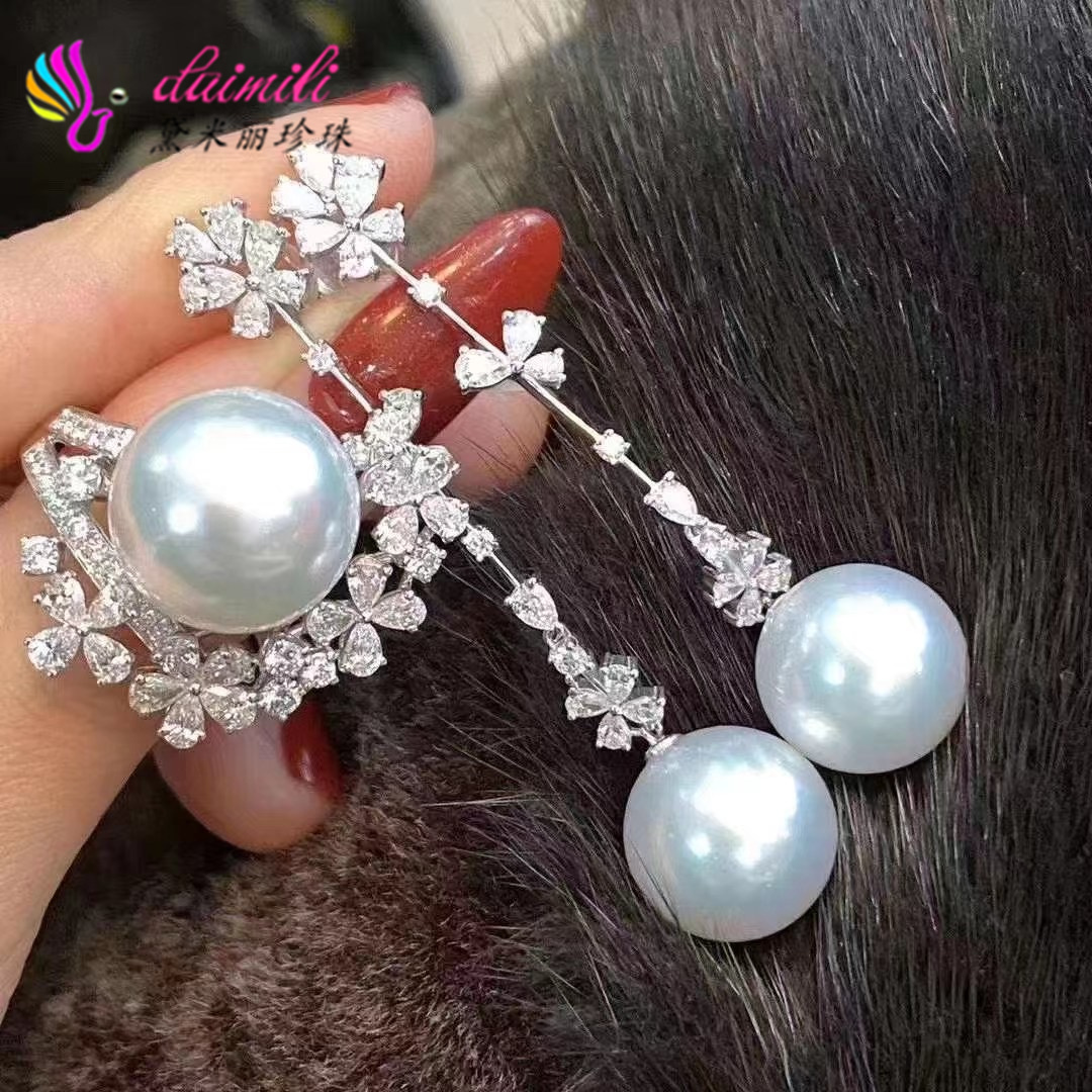 黛米丽珍珠  澳白设计师款钻石戒指 正圆极强光完美婴儿肌 名媛款