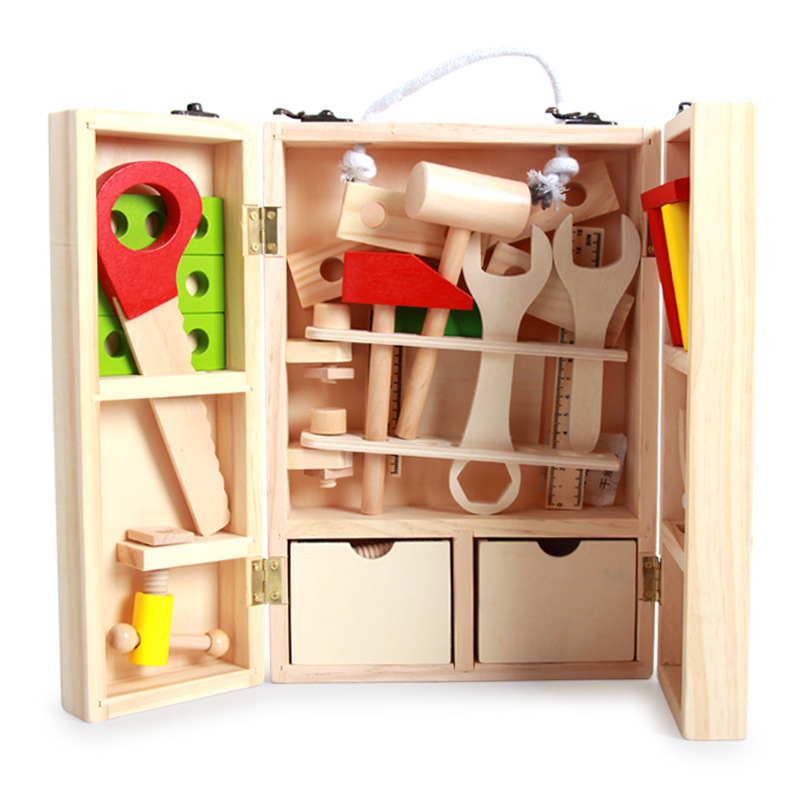木质玩具仿真拆装工具箱男孩宝宝拆装过家家玩具训练手眼协调工具