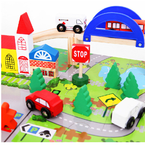 1.3儿童木制组合拆装轨道交通益智片mb0140汽车场景玩具城市