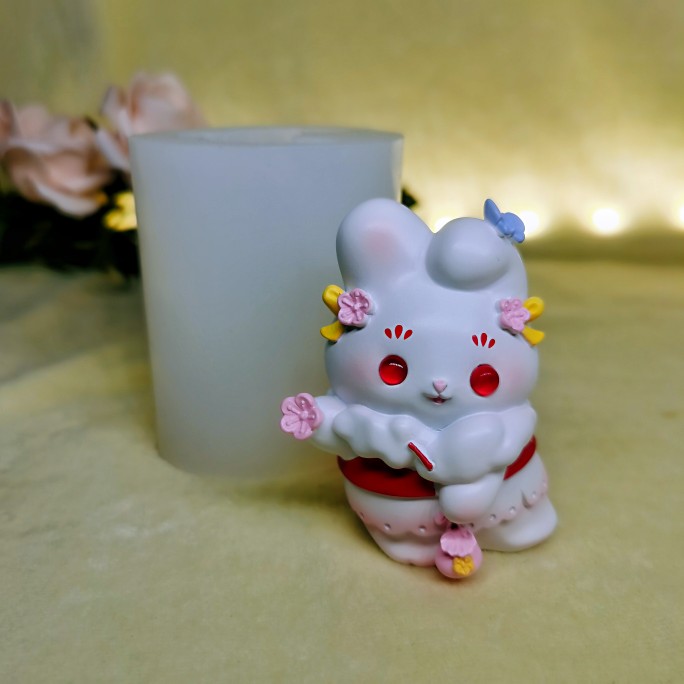 3D立体 兔子硅胶模具 兔年 石膏娃娃 香熏蜡烛 滴胶模具 一秋空间