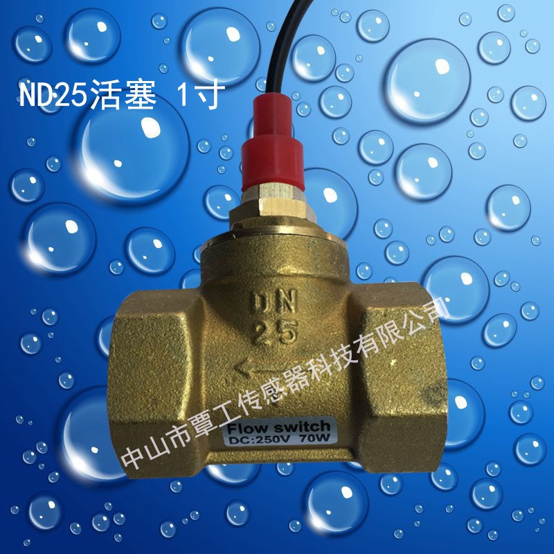 DN25 1寸水流信号控制开关干簧管感应高温黄铜活塞式流量开关