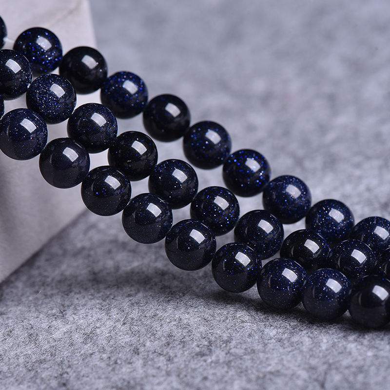 DIY半成品圆珠蓝砂石手链项链散珠隔珠沙石串珠直通饰品珠