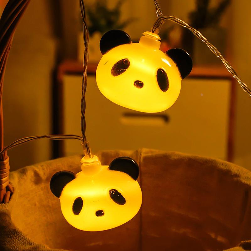 源头工厂热销熊猫头灯串儿童房间装饰彩灯挂灯夜灯熊猫造型灯