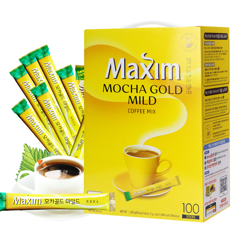 特化韩国进口咖啡100条装黄麦馨咖啡Maxim三合一摩卡速溶咖啡粉