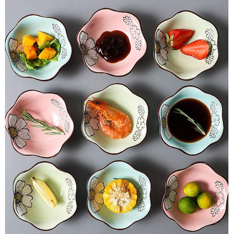 日式陶瓷蘸料调味碟酱油醋碟家用小吃碟点心盘小碟创意吐骨碟商用
