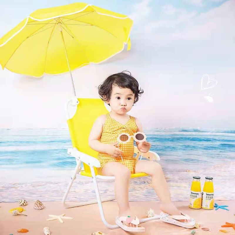外景儿童摄影道具宝宝拍照造型便携沙滩折叠椅带太阳伞影楼用品