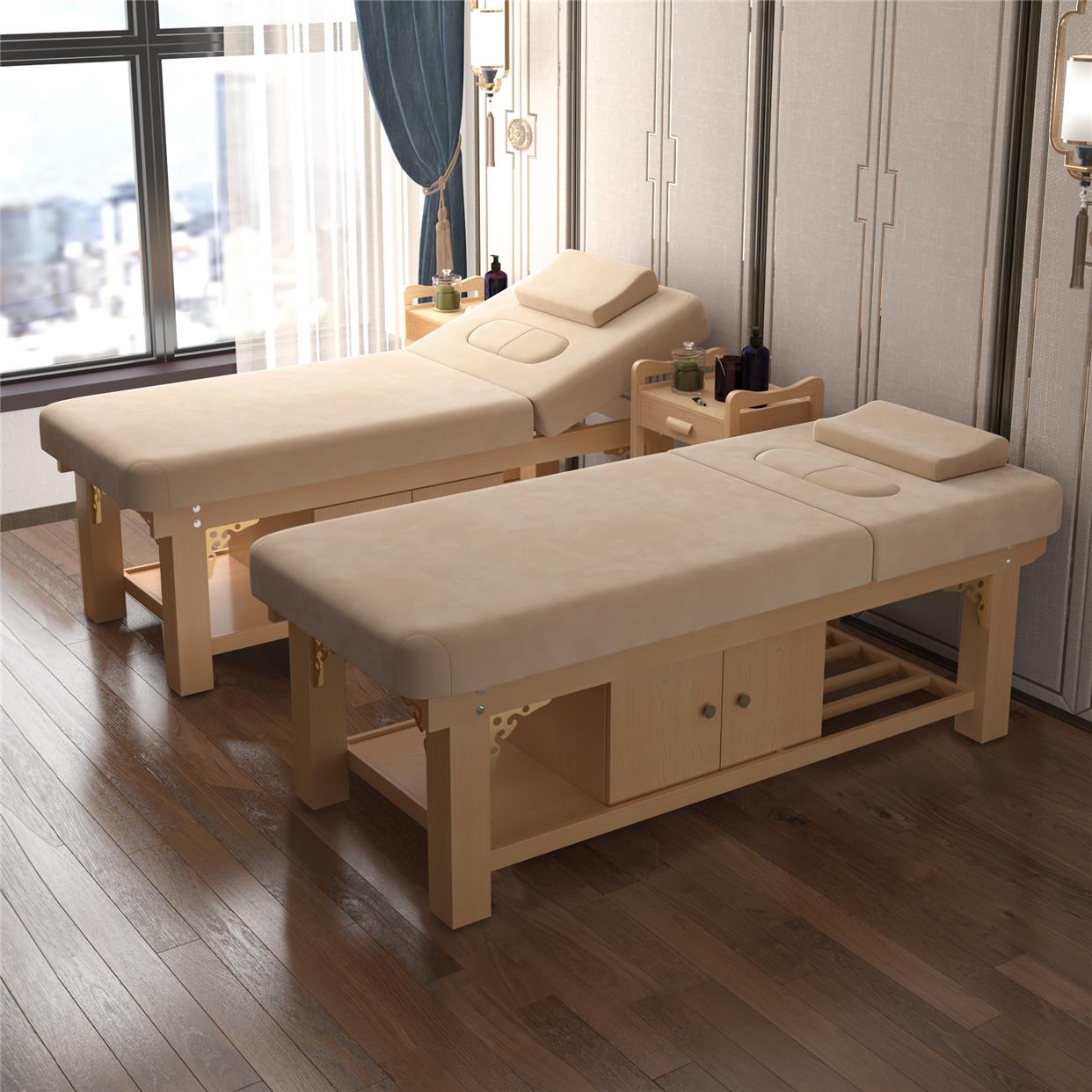 实木美容床多功能按摩床美容院SPA中医推拿理疗保健床带洞美容床