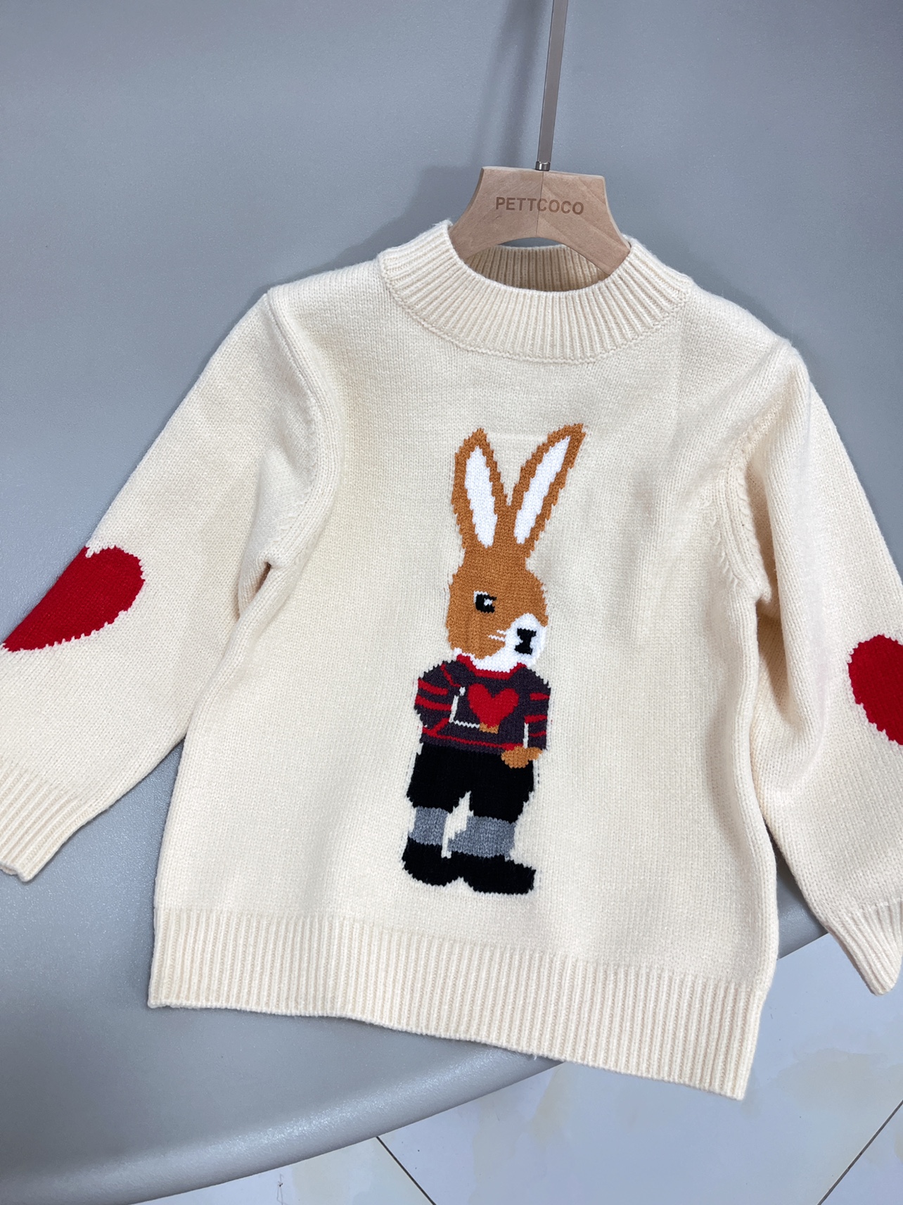 派特可可童装2023秋冬新款韩版男女童洋气中大童兔子毛衣针织衫
