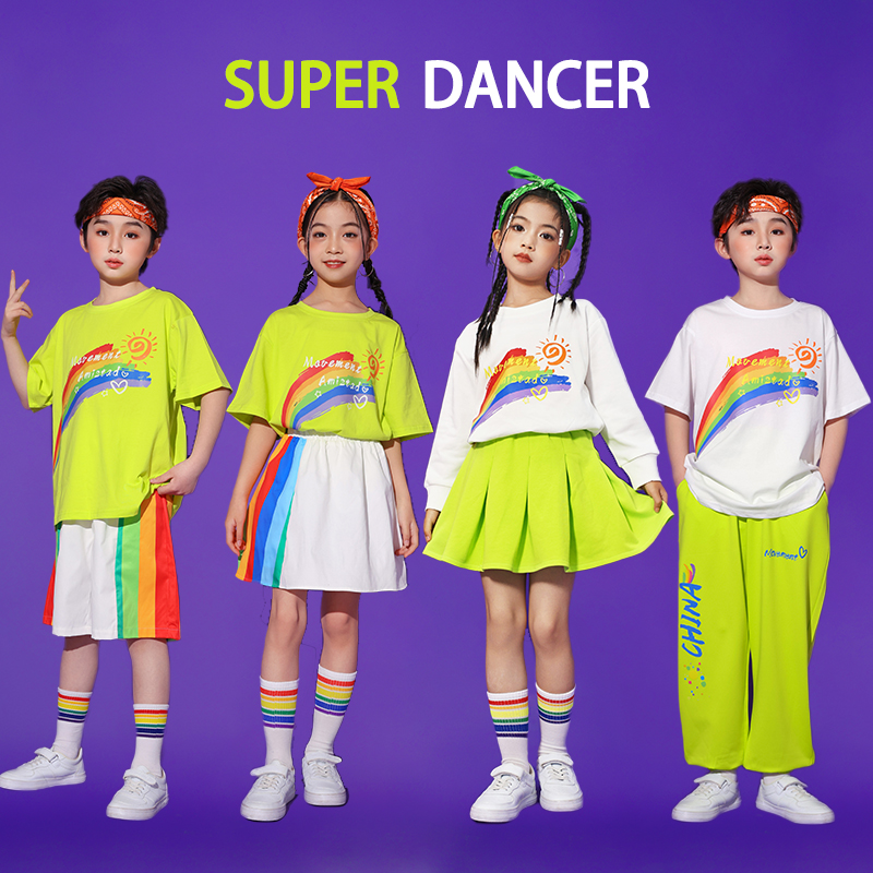 儿童啦啦队演出服彩虹小学生运动会开幕式班服幼儿园合唱表演服装