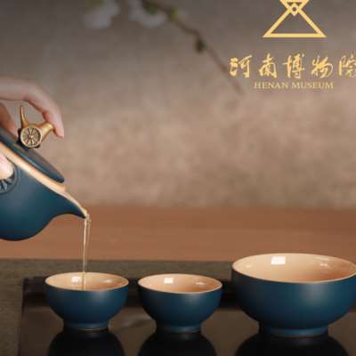 河南博物院文创及乐茶具家用中式陶瓷茶壶博物馆礼盒创意礼物礼品