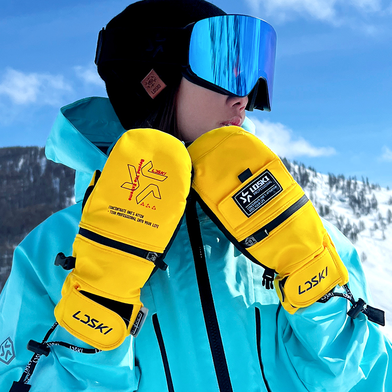 LDSKI 滑雪手套拉链触屏单双板内分指闷子男女保暖防水内胆手套冬