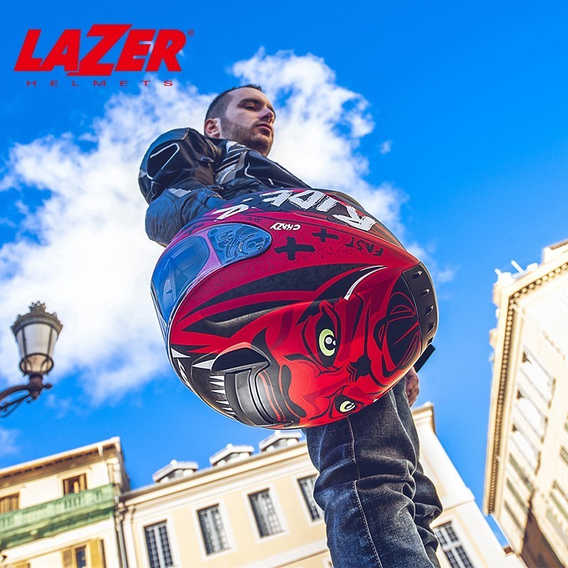 欧洲品牌雷泽LAZER头盔摩托全盔双镜片男女防雾眼镜槽个性尾翼