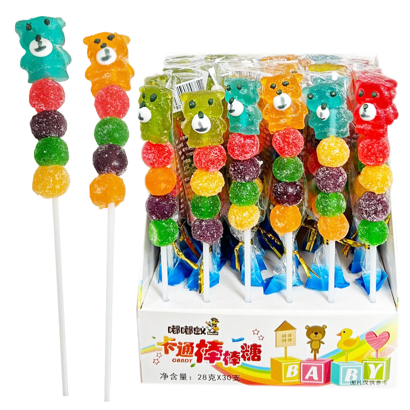 儿童糖葫芦串串烧可爱卡通高颜值小熊鸭子动物造型软糖手工棒棒糖