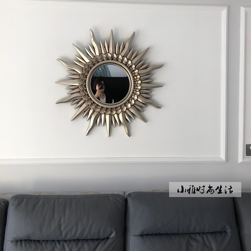 欧式装饰镜美式复古玄关镜沙发背景墙客厅餐厅太阳神装饰壁挂镜子
