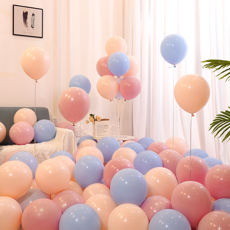 马卡龙气球无毒儿童生日汽球装饰场景布置飘空多款彩色系婴儿