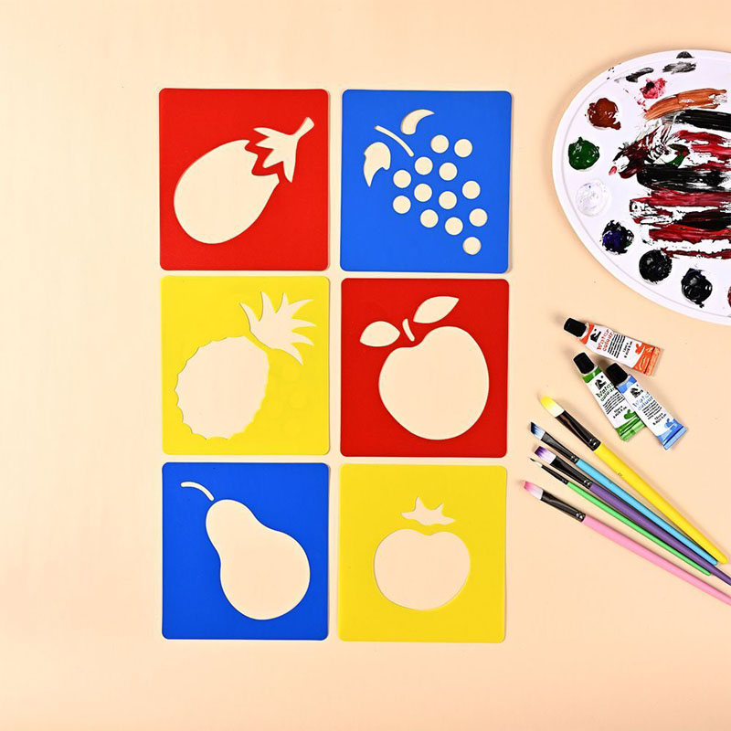 儿童画画模板卡通动物图案镂空涂色工具套装涂鸦拓印方型绘画模具