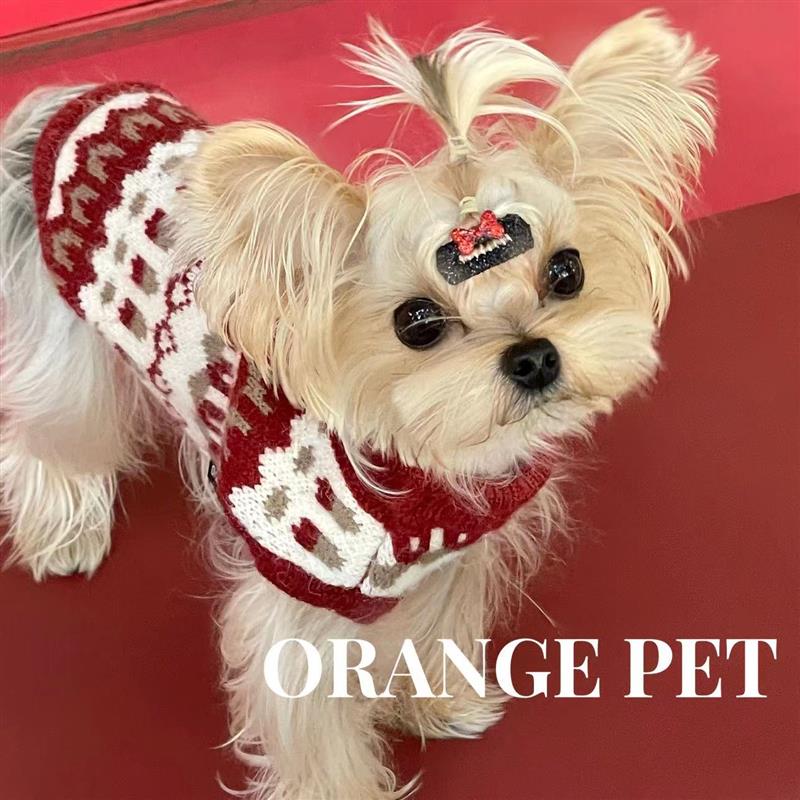 OrangePet新年宠物衣服狗狗红色毛衣加厚保暖中小型犬约克夏