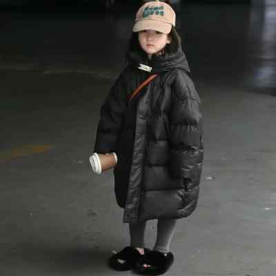 波拉bora韩国童装女童羽绒服中长款2022冬装儿童外套男童白鸭绒