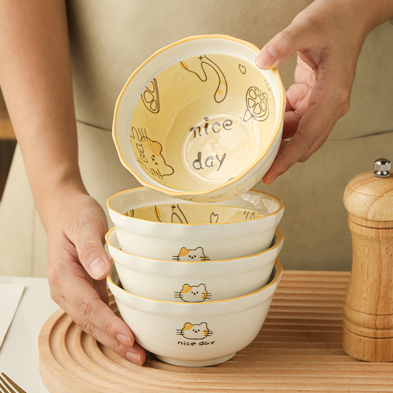 4个套装饭碗家用2022新款米饭碗可爱日式陶瓷吃饭小碗家庭餐具ins