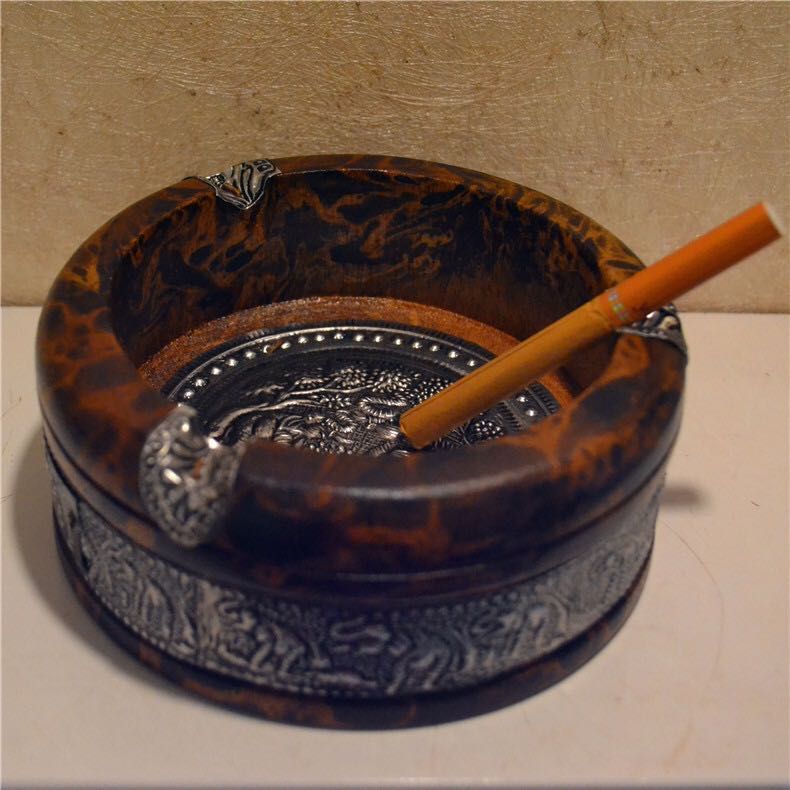 【祝融烟具】创意烟灰缸泰国芒果木实木烟灰缸木质大象复古烟灰缸