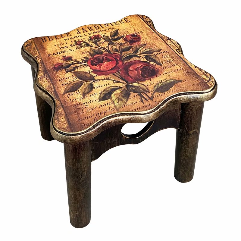 欧式木质凳子北欧实木方凳家用儿童凳 换鞋凳 美式茶几凳26厘米高