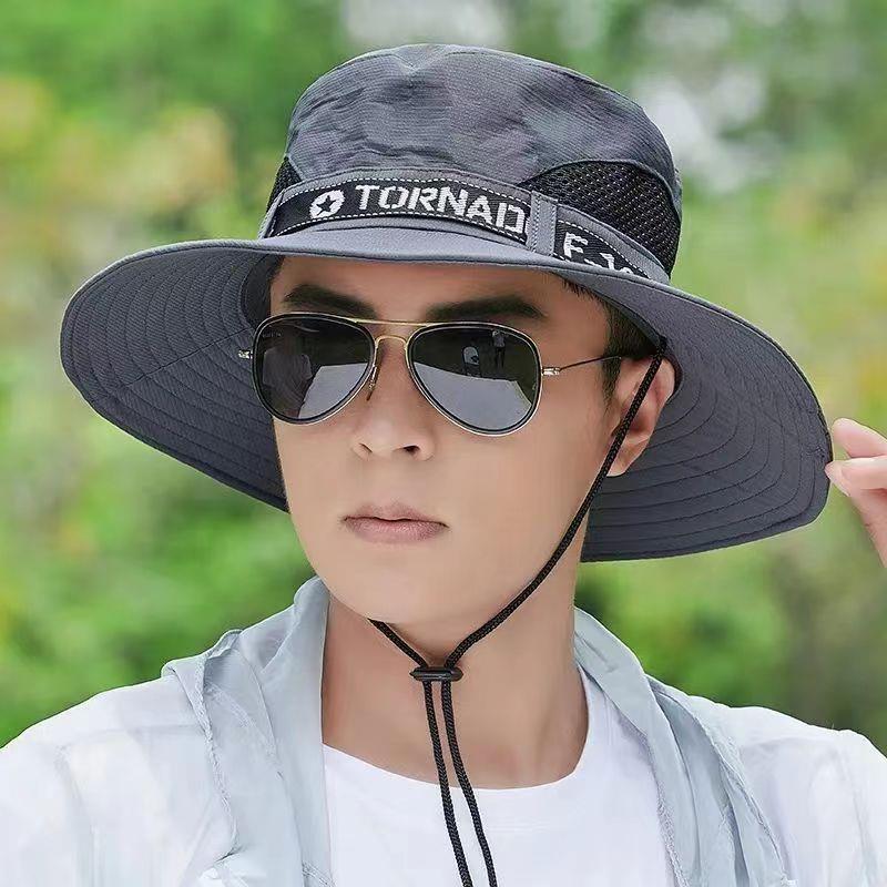 新款可折叠男士帽子钓鱼帽户外防晒帽夏季防紫外线防太阳帽渔夫帽