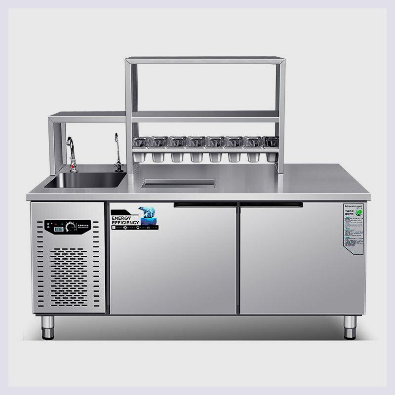 水吧商用奶茶店设备一整套冷藏冷冻饮品汉堡店机器冰柜操作工作台
