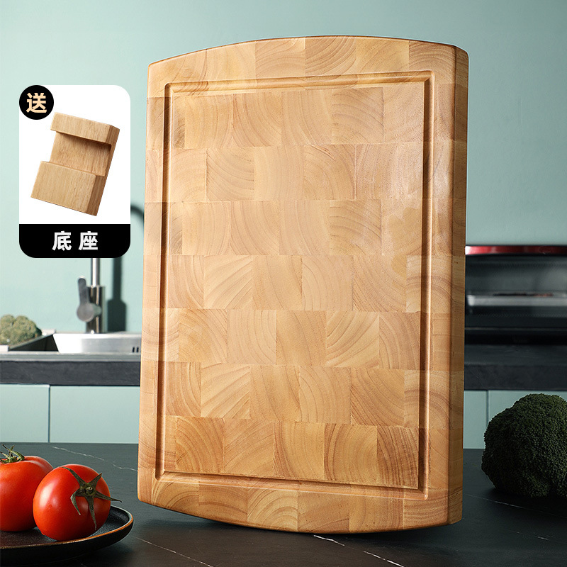 橡胶木菜板棋盘格家用不开裂砧板厨房双面加厚耐剁长方形木砧板