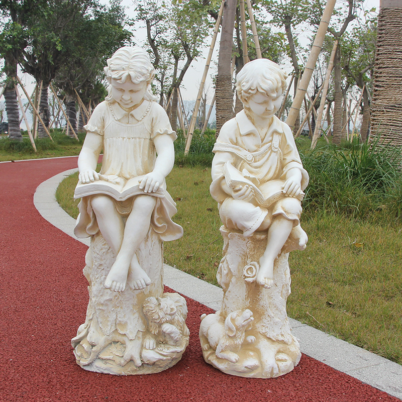 现货速发欧式人物雕塑校园文化男女孩读书创意看书学校雕像装饰景